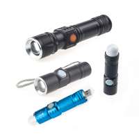 Mini Led Rechargeable Torch Lights Usb Zoomable Night Emergency Flashlight for Gift Promotional